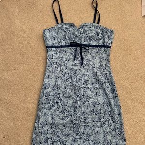 Blue Butterfly Linen Bodycon Summer dress